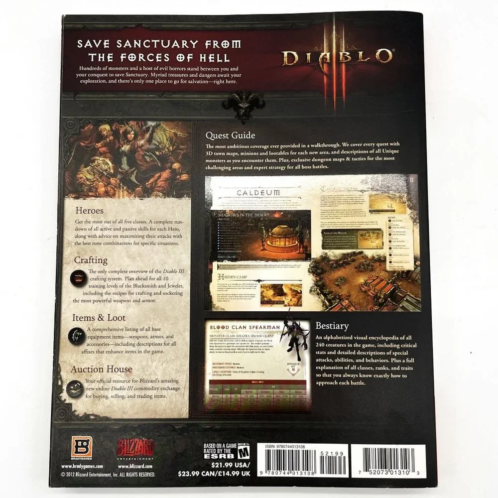 2012 Brady Games Diablo‎ 3 Ultimate Signature Series Video Game Fantasy Guide